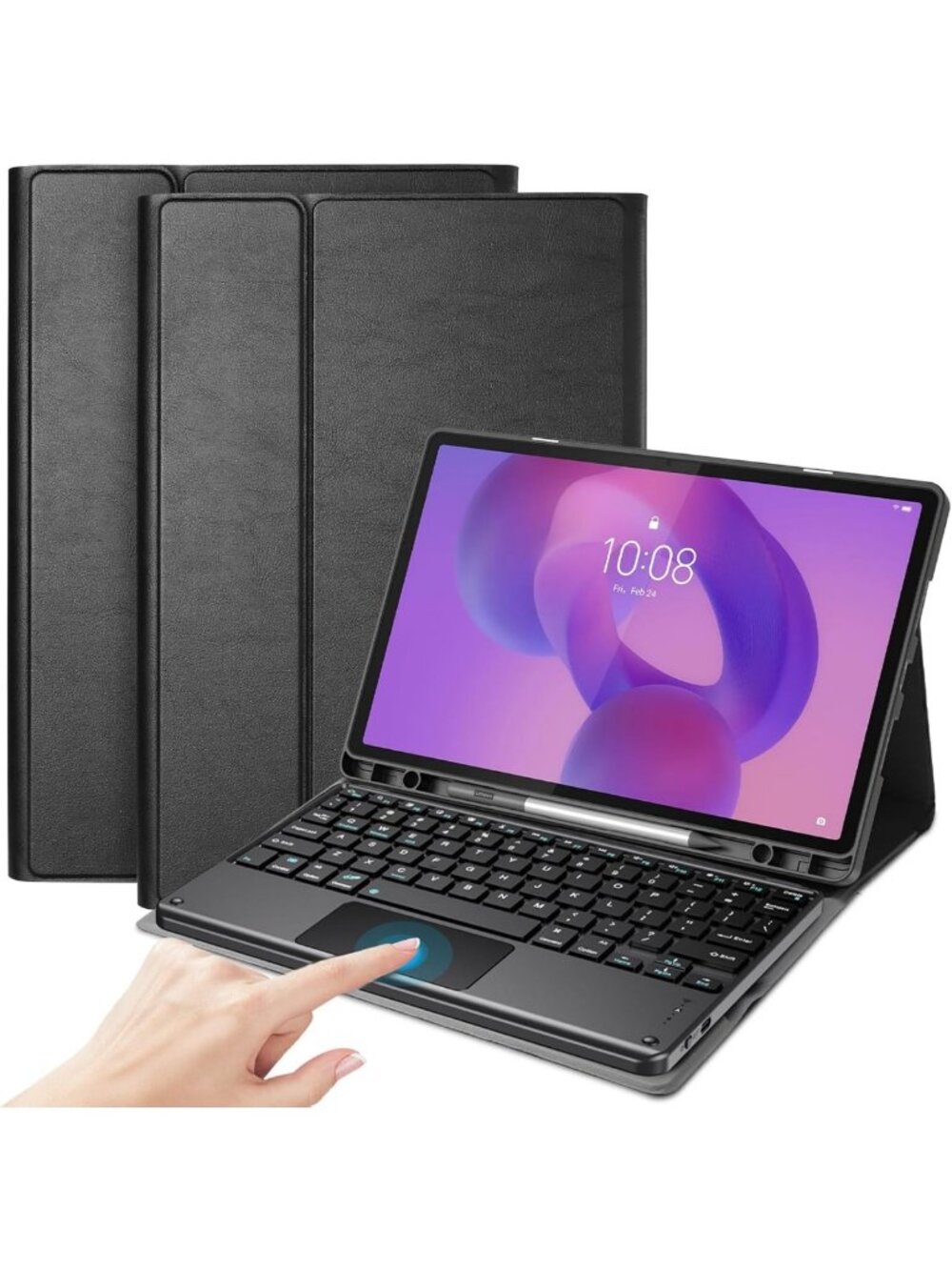 11" Touchpad Keyboard Case for Lenovo Tablets - Slim, Lightweight, Black Cover